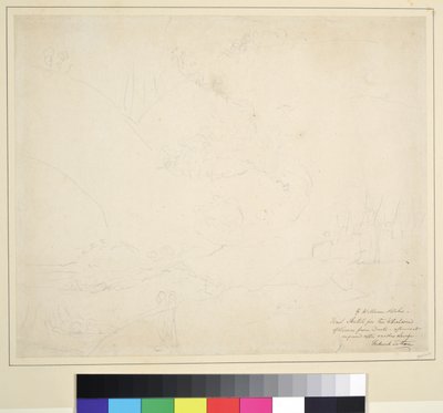 「天使がスティクスを横断する」のスケッチ、1824-27年（紙に黒鉛） 作： William Blake